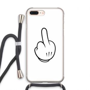 Middle finger white: iPhone 8 Plus Transparant Hoesje met koord