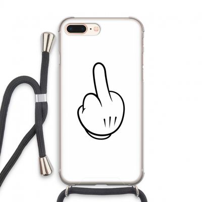 Middle finger white: iPhone 8 Plus Transparant Hoesje met koord