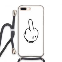 Middle finger white: iPhone 8 Plus Transparant Hoesje met koord