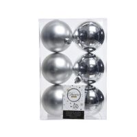 6 onbreekbare kerstballen zilver 8 cm