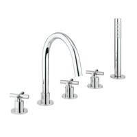 Crosswater MPRO Crosshead badrandkraan 5 gats met handdouche chroom PRC450DC Crosswater MPRO Crosshead badrandkraan 5 gats met handdouche chroom PRC450DC