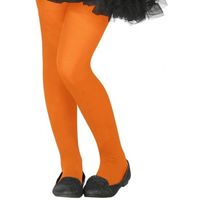 Neon oranje verkleed panty voor kinderen   -
