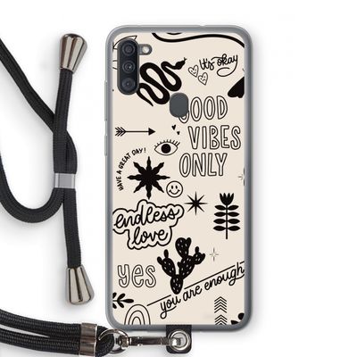 Good vibes: Samsung Galaxy A11 Transparant Hoesje met koord