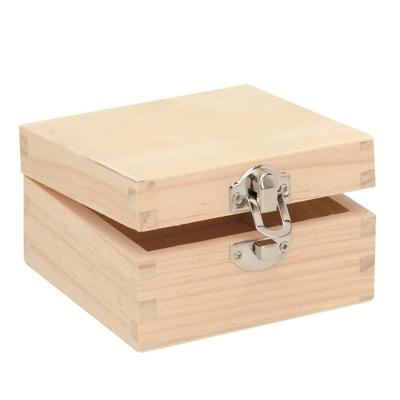 Houten kistje - 7 x 7 x 4 cm - onbedrukt - hobby sieradenkistje - beschilderen - verven