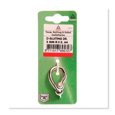 D-sluiting gedraaid 6mm rvs - Deltafix