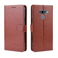 Retro Crazy Horse textuur horizontale Flip lederen case voor LG K50/LG q60 met houder & kaartsleuven & fotolijstjes (bruin)