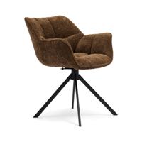 Rivièra Maison Draaibare Eetkamerstoel 'Carnaby' Chenille, kleur Umber Brown