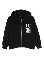 DSQUARED2 KIDS hoodie zippé en coton à logo imprimé Icon - Noir