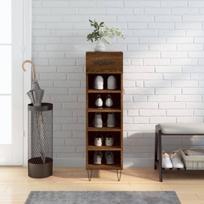 Schoenenkast 30x35x105 cm bewerkt hout bruin eikenkleur