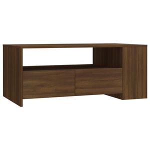 The Living Store Salontafel - Bruineiken - 102 x 55 x 42 cm - Opbergruimte