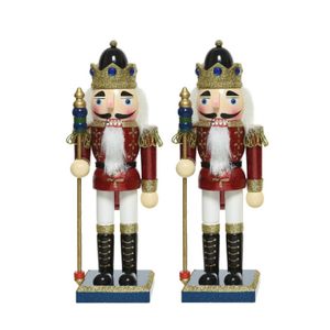 2x stuks kerstbeeldjes houten notenkraker poppetjes/soldaten 25 cm kerstbeeldjes   -