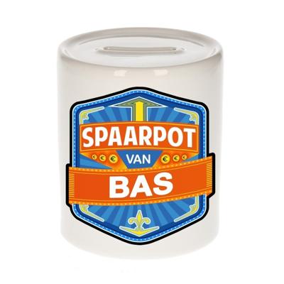 Kinder spaarpot met naam - Bas - keramiek - met dop - wit - Sparen - Spaargeld van Bas Kinder spaarpot met naam - Bas - keramiek - met dop - wit - Sparen - Spaargeld van Bas