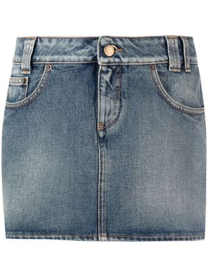 Alessandra Rich minijupe en jean à fleurs - Bleu