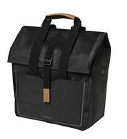 Basil urban dry shopper - waterdichte fietsshopper, vegan leather details, verstelbare sluiting, reflectie, mat zwart