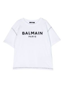 Balmain Kids t-shirt en coton à logo brodé - Blanc