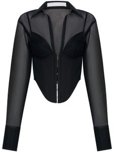 Dion Lee chemise Grid transparente à détail de corset - Noir