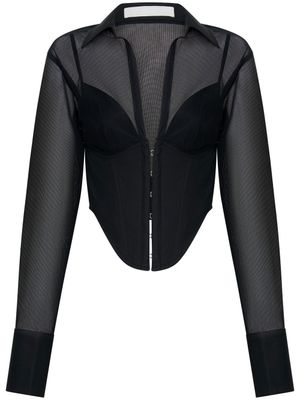 Dion Lee chemise Grid transparente à détail de corset - Noir