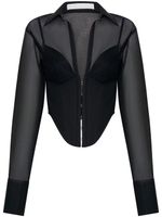 Dion Lee chemise Grid transparente à détail de corset - Noir
