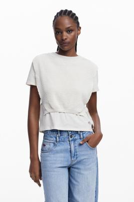 2-in-1 T-shirt met vest - WHITE - M