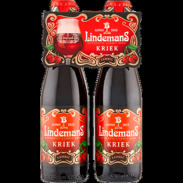 Lindemans Authentic Lambic Beer Kriek Flessen 4 x 25 cl bij Jumbo