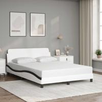 Bedframe "Dover" kunstleer zwart en wit 140x200 cm