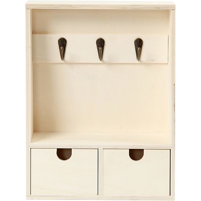 Houten sleutelkastje om te schilderen 28 cm