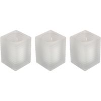 3x Kaarsen wit in matte kaarsenhouders 7 x 10 cm 24 branduren sfeerkaarsen   -