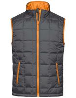 James & Nicholson JN1037 Men´s Padded Light Weight Vest - /Carbon/Orange - M