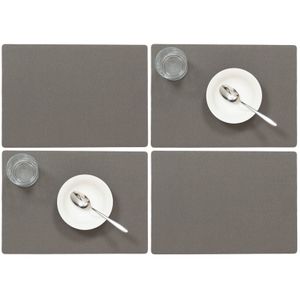 Set van 4x stuks stevige luxe Tafel placemats Plain donkergrijs 30 x 43 cm