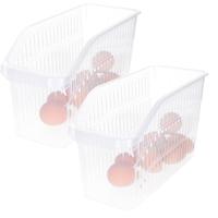 Koelkast/keuken organiser open mand - 3x - transparant - kunststof - 13 x 30 x 17 cm