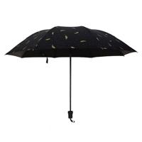 Veer patroon paraplu dual-use drie vouwen handmatige controle draagbare zonnebrandcrème regen paraplu winddicht parasol (zwart)