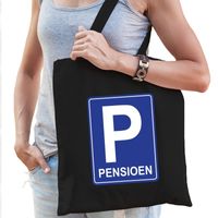 Pensioen P parkeerbord cadeau tas zwart voor dames Pensioen P parkeerbord cadeau tas zwart voor dames