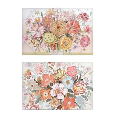 Canvas DKD Home Decor Blommor (2 Stuks) (90 x 3 x 60 cm)
