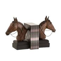 J-Line boekensteun Paard - polyresin - bruin - 2 stuks