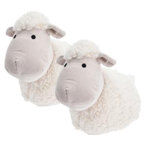 Deurstopper - 2x - schaap - wit - 27 x 17 x 18 cm - polyester - dieren thema deurstoppers