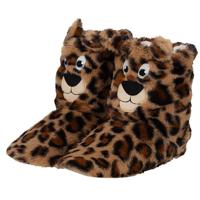 Apollo sloffen Luipaard - pluche - 3D pantoffels - hoog model - voor dames