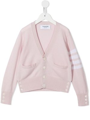 Thom Browne Kids cardigan en cachemire à 4 bandes signature - Rose