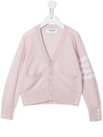 Thom Browne Kids cardigan en cachemire à 4 bandes signature - Rose - thumbnail