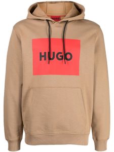 HUGO hoodie à logo imprimé - Marron