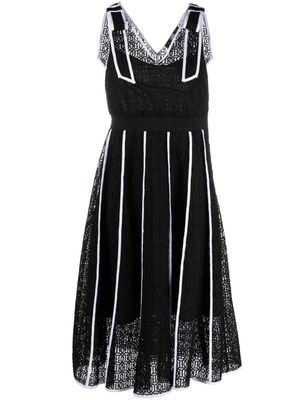 Karl Lagerfeld robe KI mi-longue brodée de dentelle - Noir