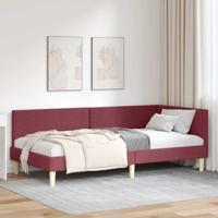 Hoekbedframe Wijnrood 90 x 190 cm Stof en Gemproviseerd hout