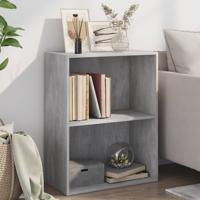 Boekenkast met 2 schappen 60x30x76,5 cm bewerkt hout betongrijs