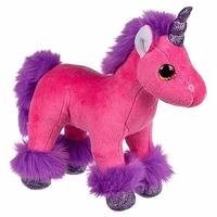 Pluche eenhoorn knuffel - fuchsia roze - 18 cm - kinder knuffels