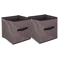 5Five Opbergmand/kastmand - 2x - 29 liter - taupe - 31 x 31 x 31 cm