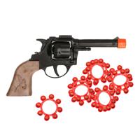 Speelgoed Revolver/pistool met plaffertjes voor een cowboy - metaal - 192 shots - verkleed spullen