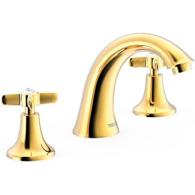 Wastafelkraan Tres Classic | Opbouw | Mengkraan | Laag model | 2-hendels | Rond | 24 K goud glans