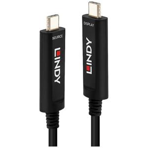 LINDY 38503 USB-C-displaykabel Aansluitkabel USB-C stekker, USB-C stekker 15.00 m Zwart