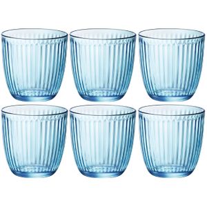 Set van 12x stuks waterglazen/drinkglazen blauw 290 ml