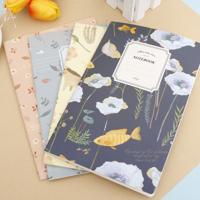 4 PCS G12G108 Kawaii Cute Nature Flowers Birds Animal Notebook Painting Diary Book Journal Record Office School Supplies Random Color Delivery