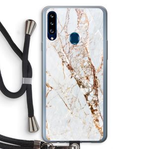 Goud marmer: Samsung Galaxy A20s Transparant Hoesje met koord